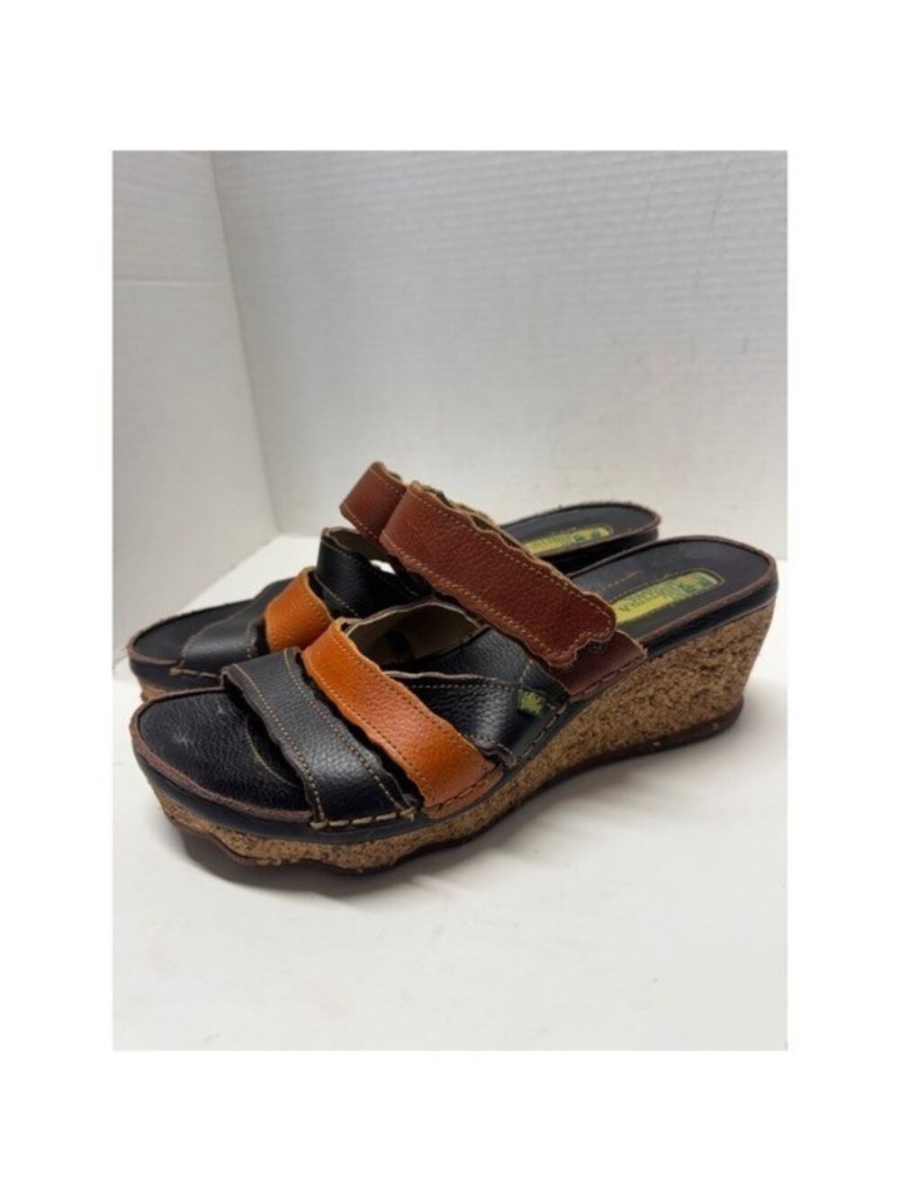 El Naturalista 402 Multi Color Leather Cork Wedge Sandals Spain Womens 41 10